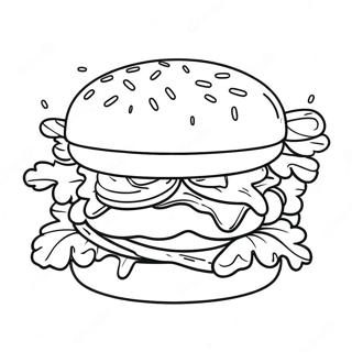 Cheesy Hamburger Coloring Page 4902-3941