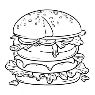 Cheesy Hamburger Coloring Page 4902-3943