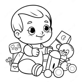 Cute Baby John Playing With Toys Coloring Page 49035-40730