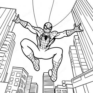 Spider Man Swinging Through The City Coloring Page 49045-40737