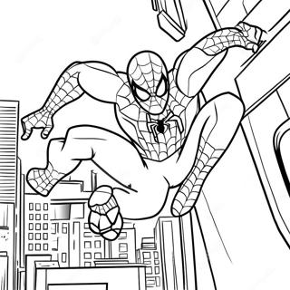 Spider Man Swinging Through The City Coloring Page 49045-40738