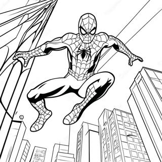 Spider Man Swinging Through The City Coloring Page 49045-40740