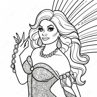 Fabulous Drag Queen In Glittering Costume Coloring Page 49055-40758