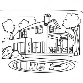 House With Sparkling Pool Coloring Page 49064-40747