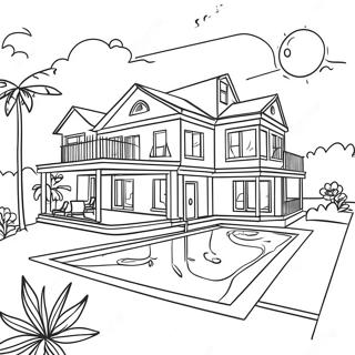 House With Sparkling Pool Coloring Page 49064-40748