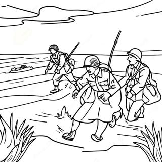 D Day Soldiers Landing Coloring Page 49074-40754