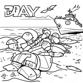 D Day Beach Assault Coloring Page 49075-40763