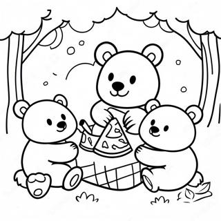 Cute Bear Family Picnic Coloring Page 49085-40770