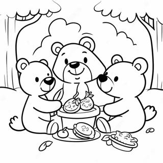 Cute Bear Family Picnic Coloring Page 49085-40771