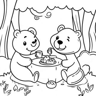 Cute Bear Family Picnic Coloring Page 49085-40772