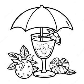 Tropical Cocktail With Umbrella Coloring Page 49115-40798