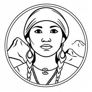 Brave Sacagawea With Compass Coloring Page 49175-40841