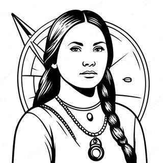 Brave Sacagawea With Compass Coloring Page 49175-40842