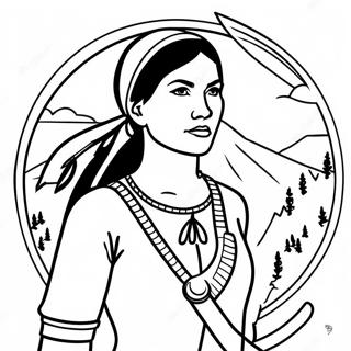 Brave Sacagawea With Compass Coloring Page 49175-40843