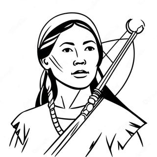 Brave Sacagawea With Compass Coloring Page 49175-40844