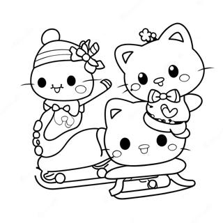 Cute Hello Kitty Ice Skating With Friends Coloring Page 49205-40866