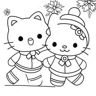 Cute Hello Kitty Ice Skating With Friends Coloring Page 49205-40867