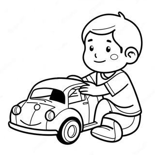 Boy Playing With A Toy Car Coloring Page 49254-40886