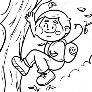 Adventurous Boy Climbing A Tree Coloring Page 49255-40901