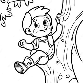 Adventurous Boy Climbing A Tree Coloring Page 49255-40902