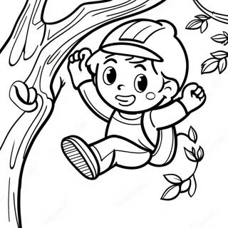 Adventurous Boy Climbing A Tree Coloring Page 49255-40903