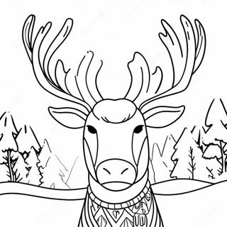 Elegant Reindeer In Winter Wonderland Coloring Page 49275-40933