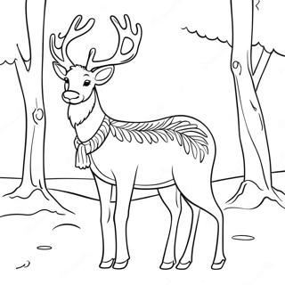 Elegant Reindeer In Winter Wonderland Coloring Page 49275-40936