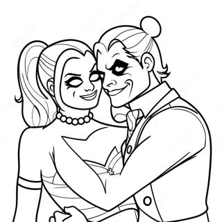 Romantic Mad Love Harley Quinn And Joker Coloring Pages