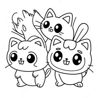 Cute Battle Cats In Action Coloring Page 49325-40955