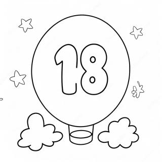 Colorful Number 18 Balloon Coloring Page 49335-40961