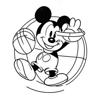 Mickey Mouse Dunking A Basketball Coloring Page 49355-40989