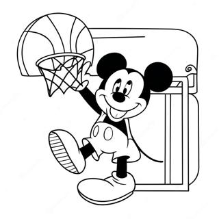 Mickey Mouse Dunking A Basketball Coloring Page 49355-40992