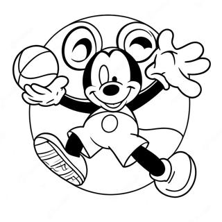 Mickey Mouse Dunking A Basketball Coloring Page 49355-41186