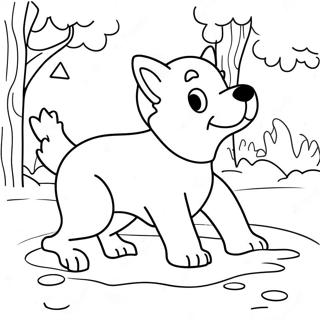 Winter Dog Playing In Snow Coloring Page 49384-41003