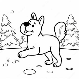 Winter Dog Playing In Snow Coloring Page 49384-41004