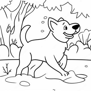 Winter Dog Playing In Snow Coloring Page 49384-41205