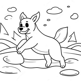 Winter Dog Playing In Snow Coloring Page 49384-41208