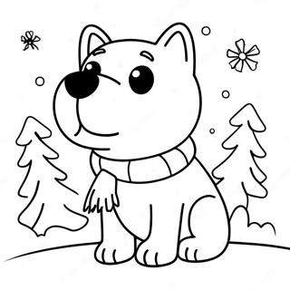 Cute Winter Dog With Scarf Coloring Page 49385-41005