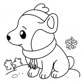 Cute Winter Dog With Scarf Coloring Page 49385-41007