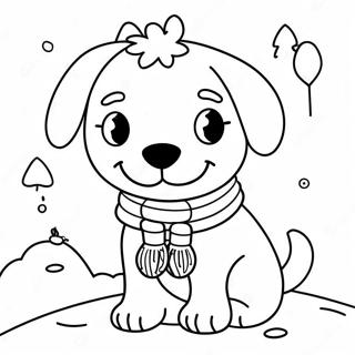 Cute Winter Dog With Scarf Coloring Page 49385-41197