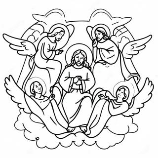 Heavenly Angels Surrounding Jesus Coloring Page 49435-41041