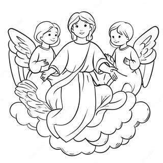 Heavenly Angels Surrounding Jesus Coloring Page 49435-41042