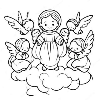 Heavenly Angels Surrounding Jesus Coloring Page 49435-41043