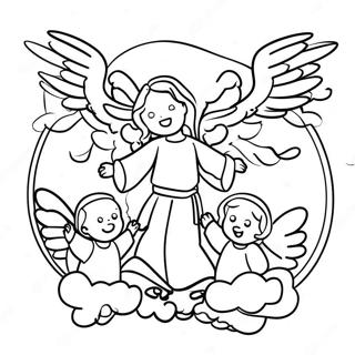 Heavenly Angels Surrounding Jesus Coloring Page 49435-41044