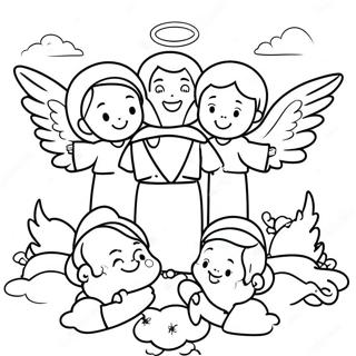 Heavenly Angels Surrounding Jesus Coloring Page 49435-41241