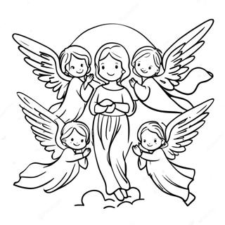 Heavenly Angels Surrounding Jesus Coloring Page 49435-41242