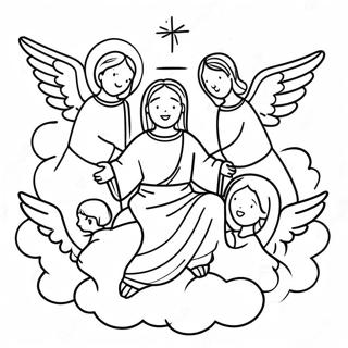 Heavenly Angels Surrounding Jesus Coloring Page 49435-41243