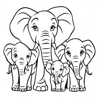 Realistic Elephant Family Coloring Page 49484-41094