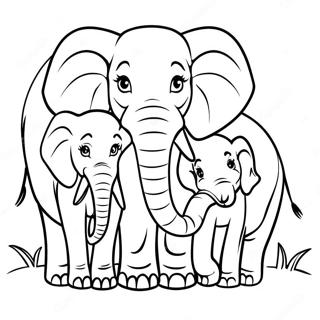 Realistic Elephant Family Coloring Page 49484-41095