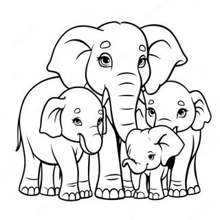 Realistic Elephant Family Coloring Page 49484-41096